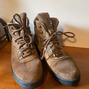 Brown hiking boots